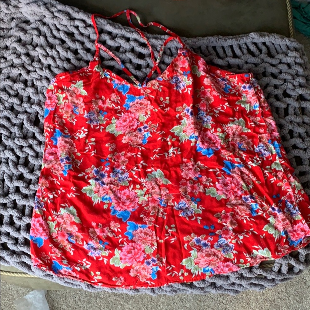 Floral tank top with t back